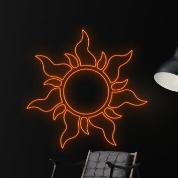 Sonne mit Flammenstrahlen LED-Neonschild für Wohnzimmer und Bar