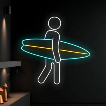 Surfer mit Surfbrett LED-Neonschild für Wohnzimmer oder Bar