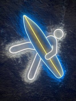 Surfer mit Surfbrett LED-Neonschild für Wohnzimmer oder Surfshop