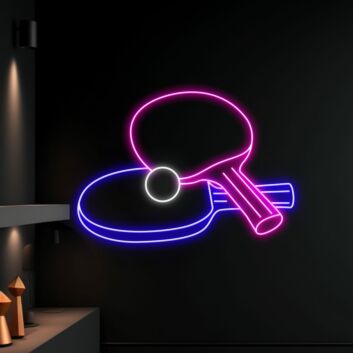 Tischtennisschläger mit Ball LED-Neonschild für Sporthalle und Freizeitraum