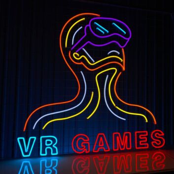 VR Games Neon LED Wandschild Gaming Motiv modernes Raumlicht