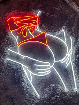 erotische Silhouette mit Korsett und Händen LED-Neonschild für Bar Club