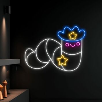 Cowboy Wurm LED-Neonschild für Kinderzimmer Spielzimmer