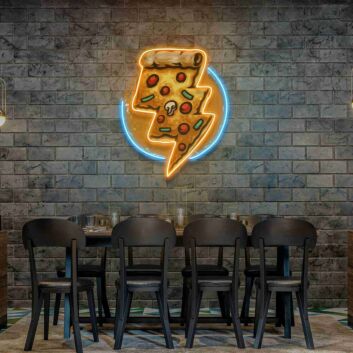 Pizzastück mit Blitzsymbol LED-Neonschild für Restaurant Bar