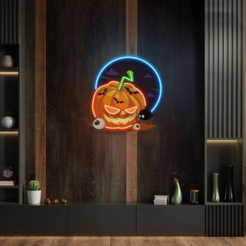 Halloween Kürbis mit Spinne LED-Neonschild für Wohnzimmer Party