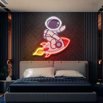 Astronaut auf Rakete LED-Neonschild Home Office Kinderzimmer