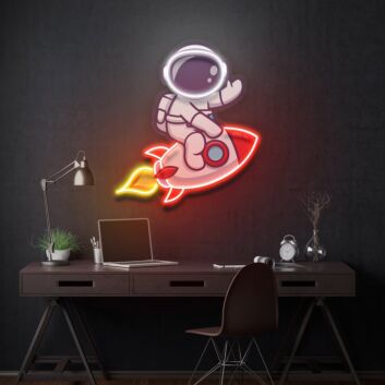 Astronaut auf Rakete LED-Neonschild Home Office Kinderzimmer