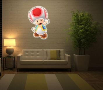 Pilzfigur aus Videospiel LED-Neonschild mit UV-Druck für Wohnzimmer Gamingzimmer