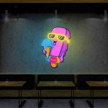 Eis am Stiel mit Sonnenbrille LED-Neonschild für Café Eisdiele
