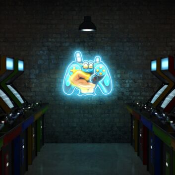 Videospiel-Controller mit Handgeste LED-Neonschild für Gaming Spielzimmer