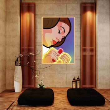 Frau beim Lippenstift Auftragen LED-Neonschild für Kosmetikstudio