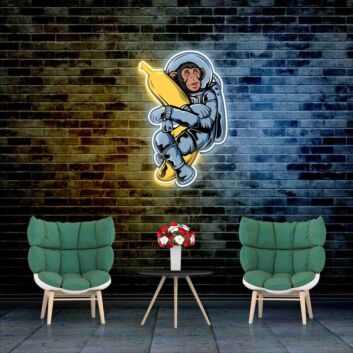 Astronautaffe mit Banane LED-Neonschild Wohnzimmer Bar