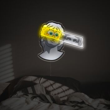 Büste mit Cartoon-Gesicht LED-Neonschild mit UV-Druck für Wohnzimmer Schlafzimmer