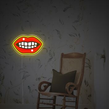 rote Lippen mit Zähnen LED-Neonschild Wohnzimmer Bar
