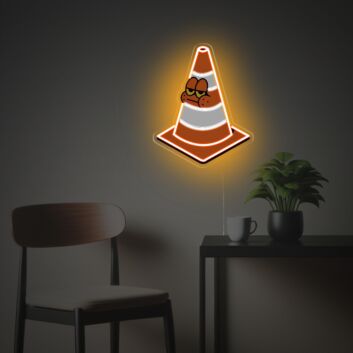 Lustige Verkehrshütchen LED-Neonschild mit UV-Druck im Cartoon Stil verspielte Straßen Deko für Kinderzimmer Gaming Room Büro oder moderne Wohnräume