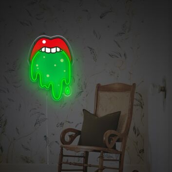 Mund mit tropfender Flüssigkeit LED-Neonschild für Bar oder Club