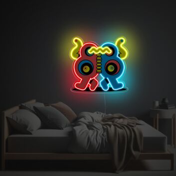 Zweiköpfiger Elefant LED-Neonschild mit UV-Druck im bunten Cartoon Stil kreative Leuchtdeko für Jugendzimmer Gaming Room oder moderne Kunstliebhaber