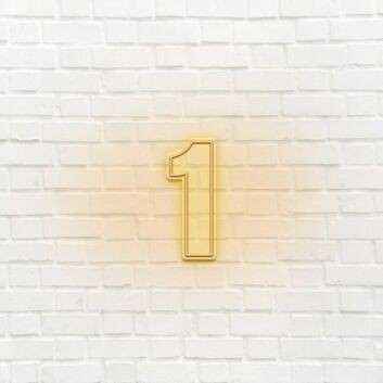 LED Neon Zahl 1 als moderne Wanddekoration