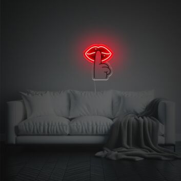 Lippen mit Finger Geste LED-Neonschild mit UV-Druck für Wohnzimmer Lounge