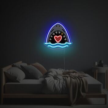 Hai mit Herzsymbol LED-Neonschild mit UV-Druck für Schlafzimmer oder Wohnzimmer