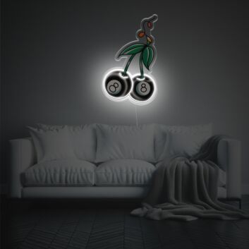 Kirschen aus Billardkugeln LED-Neonschild mit UV-Druck für Bar oder Spielzimmer