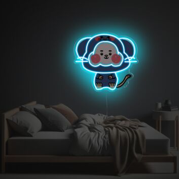 Cartoon-Maus mit großen Ohren und runden Wangen als LED-Neonschild mit UV-Druck