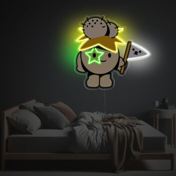 Comicfigur mit Stern und Flagge LED-Neonschild mit UV-Druck für Schlafzimmer Gamingzimmer