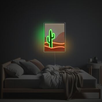 Kaktus in Wüstenlandschaft LED-Neonschild mit UV-Druck Schlafzimmer Wohnzimmer