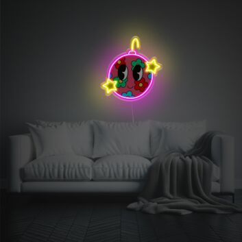 Weihnachtskugel mit Blumen und Sternen LED-Neonschild mit UV-Druck