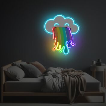 Niedliche Regenbogenwolke LED-Neonschild mit UV-Druck mit fröhlichem Design als dekoratives Wandlicht für Kinderzimmer Schlafzimmer und kreative Räume