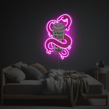 Abstraktes Spraydose LED-Neonschild mit UV-Druck mit Schlangenmotiv als dekoratives Wandlicht für kreative Räume Ateliers und moderne Wohnbereiche