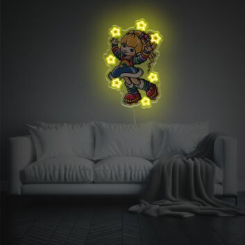 tanzendes Mädchen mit Sternen LED-Neonschild mit UV-Druck für Kinderzimmer Wohnzimmer