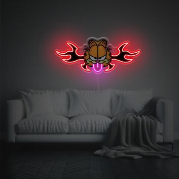 Comic Katze mit Flammen LED-Neonschild mit UV-Druck Wohnzimmer Gamingzimmer