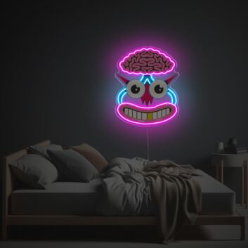 Comic-Gesicht mit Gehirn LED-Neonschild mit UV-Druck Schlafzimmer Wohnzimmer