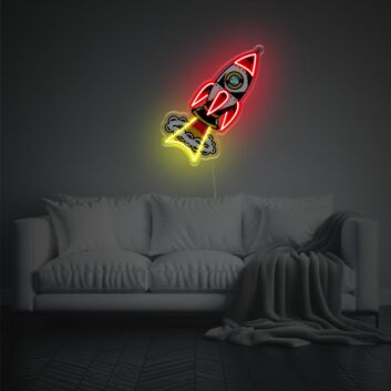 Rakete LED-Neonschild mit UV-Druck für Wohnzimmer oder Kinderzimmer