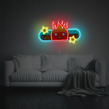 Flame Boy mit Skateboard LED-Neonschild mit UV-Druck aus Acryl