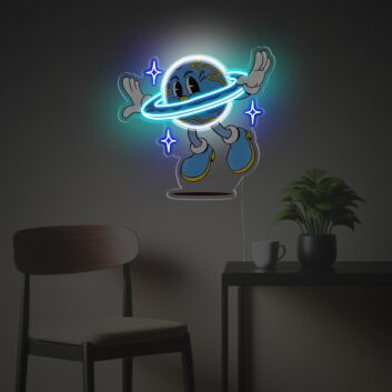 Flying Earth Guy LED-Neonschild aus Acryl