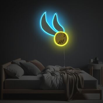 Fliegende goldene Kugel LED-Neonschild mit UV-Druck aus Acryl