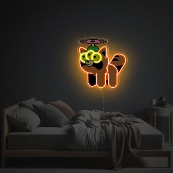 Fliegende dreiaugige orange Katze LED-Neonschild aus Acryl