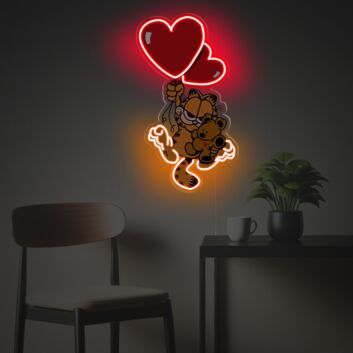 Garfield mit rotem Herzballon LED-Neonschild mit UV-Druck aus Acryl