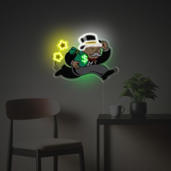 Gentleman mit Geldtasche beim Laufen LED-Neonschild aus Acryl