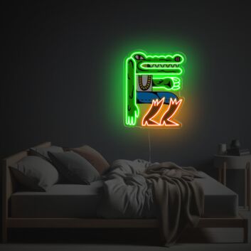 Grüner Krokodil-Mann LED-Neonschild mit UV-Druck aus Acryl