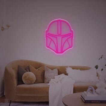 Futuristisches Sci-Fi Helm LED Neonschild im Minimalistischen Design als Moderne Wanddekoration für Wohnzimmer Gaming Zimmer oder Home Office