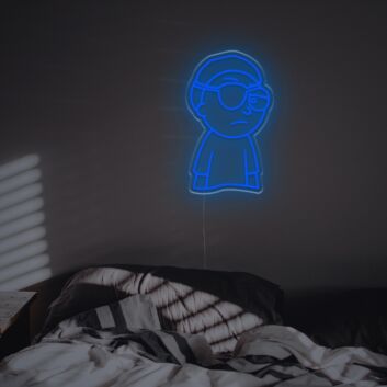 Lila Cartoon Figur LED Neonschild mit Augenklappe als Moderne Wanddekoration für Schlafzimmer Gaming Zimmer Jugendzimmer oder Stylische Wohnräume