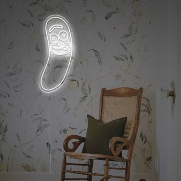 Grünes Cartoon Gurken LED Neonschild im Lustigen Charakter Design als Moderne Wanddekoration für Jugendzimmer Gaming Zimmer Wohnzimmer oder Kreative Räume