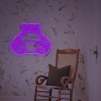 Abstraktes Süßes Tiermotiv LED Neonschild im Cartoon Stil mit Rundem Kuschel Charakter als Verspielte Wanddekoration für Wohnzimmer Kinderzimmer Gaming Zimmer oder Kreativraum