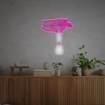 Abstraktes Hände LED Neonschild mit Tropfender Pipette im Modernen Line Art Stil als Ästhetische Wanddekoration für Wohnzimmer Schlafzimmer Studio oder Beauty Raum