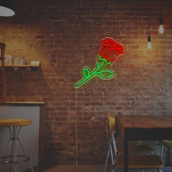 Rosenblüte mit Stiel LED-Neonschild für Café und Wohnzimmer