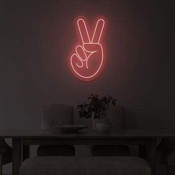 Hand mit Victory Zeichen LED-Neonschild Wohnzimmer Cafe