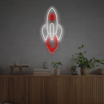 Rakete LED-Neonschild modernes Neon Wandlicht im Raumfahrt Design für Wohnzimmer Schlafzimmer oder Büro